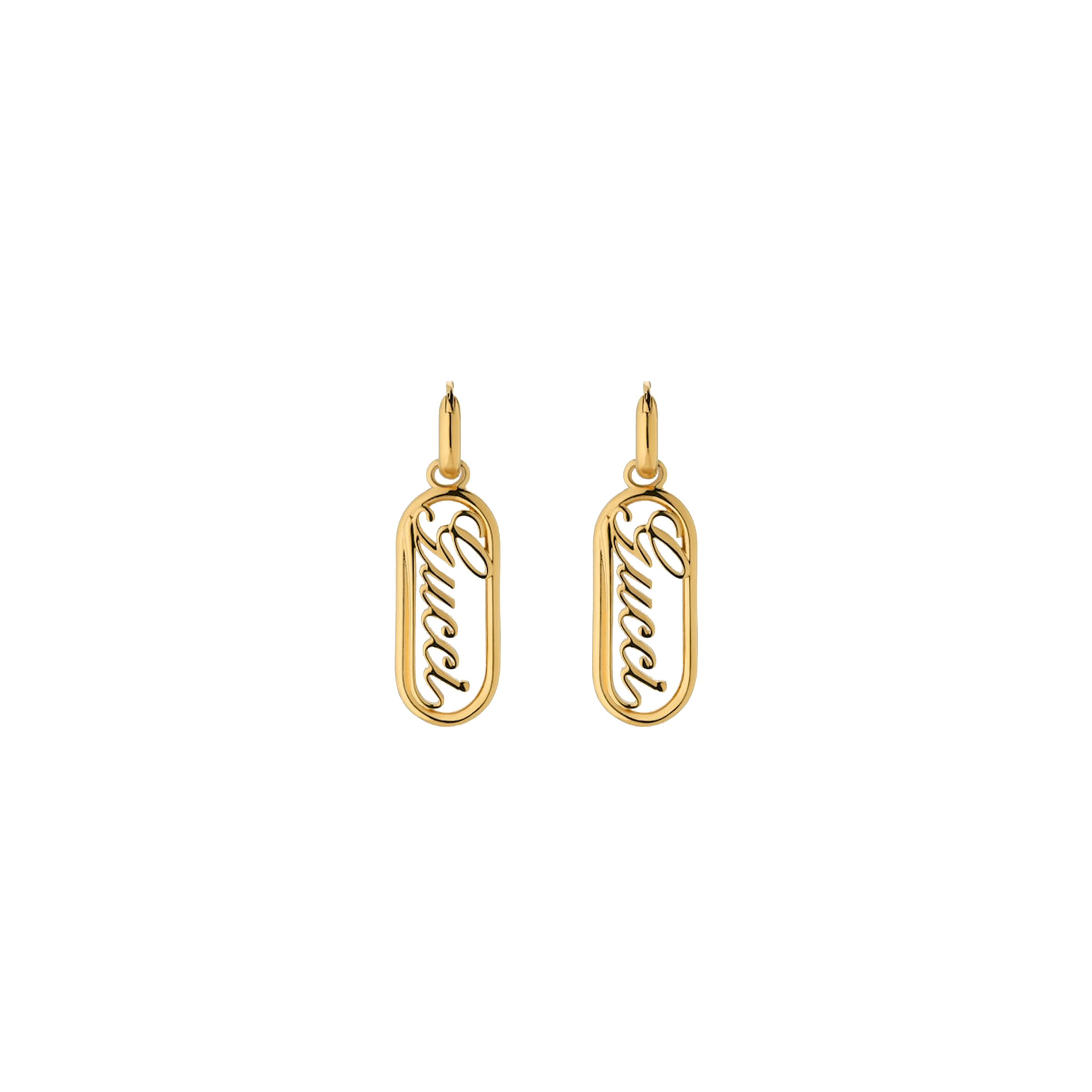 GUCCI HOOP EARRINGS WITH GUCCI SCRIPT 796874I46008005 GUCCI HOOP EARRINGS WITH GUCCI SCRIPT 796874I46008005